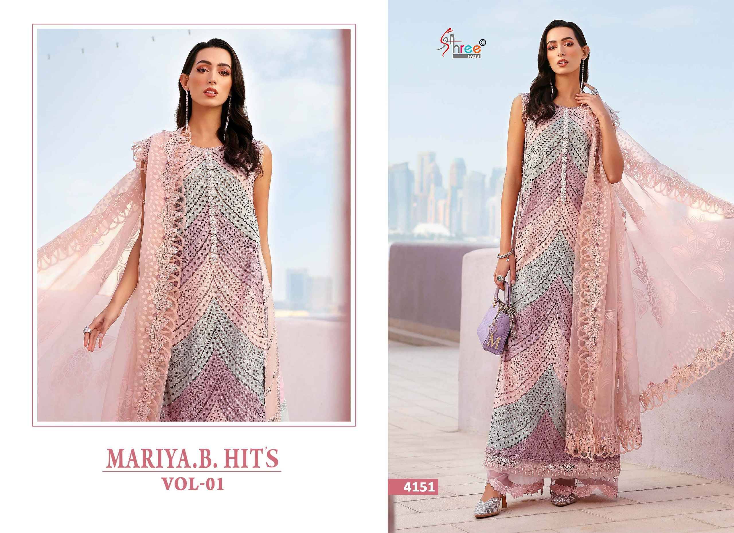 MARIYA.B.HITS VOL-1 Shree Fab 4351 to 4352 Series Pakistani Stylish Beautiful Colourful Printed & Embroidered Party Wear & Occasional Wear Pure cotton Dresses At Wholesale Price